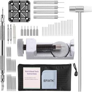 Watch Band Strap Link Pins Remover Repair Tool, 24 in 1 Kit with 6 Extra Tips Replacement, 20PCS Cotter Pin, Spring Bar Tool Set, 1PCS Head Hammer