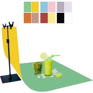 6PCS/12Patterns 34''x23'' Photography Backdrops Small Product Background Paper W/T-Stand, Double Sided Morandi Flat Lay Photo Tabletop Boards for Food Jewelry Cosmetics Props (Warm 6Pcs/12Colors), 34.3x22.5 inch