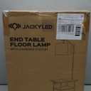 JACKYLED Floor Lamp with Table & 2 Drawers, 3 Color Temperature End Table Flood Lamps with Charging Station (USB, Type-C, AC), Vintage Side Table with Lamp for Reading, Bedroom, Living Room