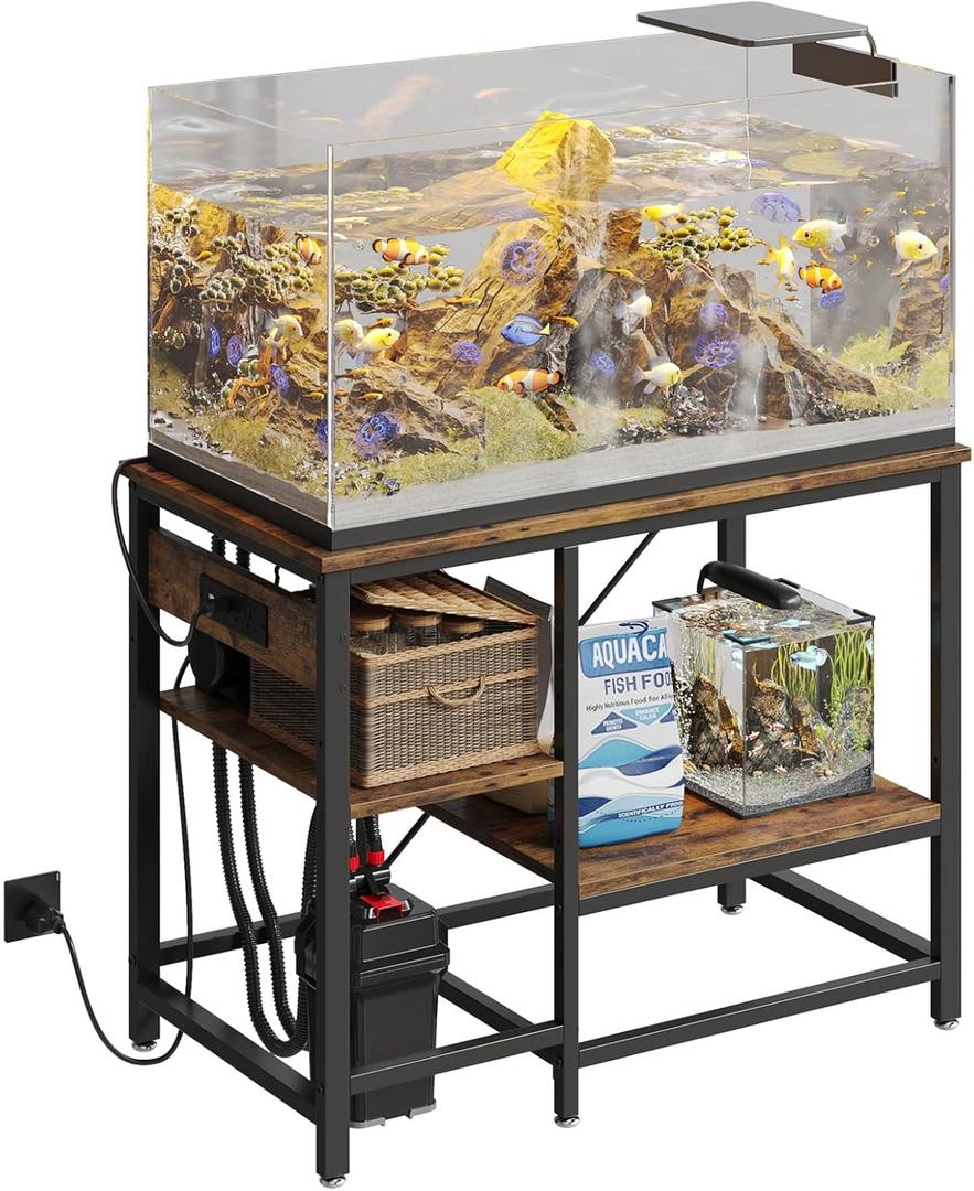 Bestier 40-50 Gallon Fish Tank Stand with Power Outlet, 36x19 Metal Aquarium Stand with Filter Storage, 6-Leg Reptile Tank Stand with 3-Tier Adjustable Storage Shelves, 660LBS Capacity (Rustic Brown) Bestier 40-50 Gallon Fish Tank Stand with Power Outlet, 36x19 Metal Aquarium Stand with Filter Storage, 6-Leg Reptile Tank Stand with 3-Tier Adjustable Storage Shelves, 660LBS Capacity (Rustic Brown)