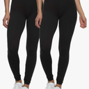 Felina Velvety Super Soft Lightweight Leggings 2-Pack - for Women - Yoga Pants, Workout Clothes, Size L