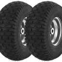 AR-PRO (2-Pack) Replacement 15 x 6.00-6 Tire and Wheel Assemblies for Riding Lawn Mower and Lawn Tractors - 3" Centered Hub with 3/4" Bushings, 4Ply Pneumatic Turf Saver Tires (15 x 6.00-6" Pneumatic (Centered Hub), Gray)