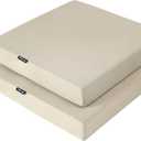 Favoyard Patio Chair Cushions 18 x 18 x 3 Inch Waterproof Outdoor Seat Cushions for Patio Furniture 3-Year Color Fastness Garden Sofa Couch Chair Pads with Handle & Adjustable Straps Set of 2, Beige