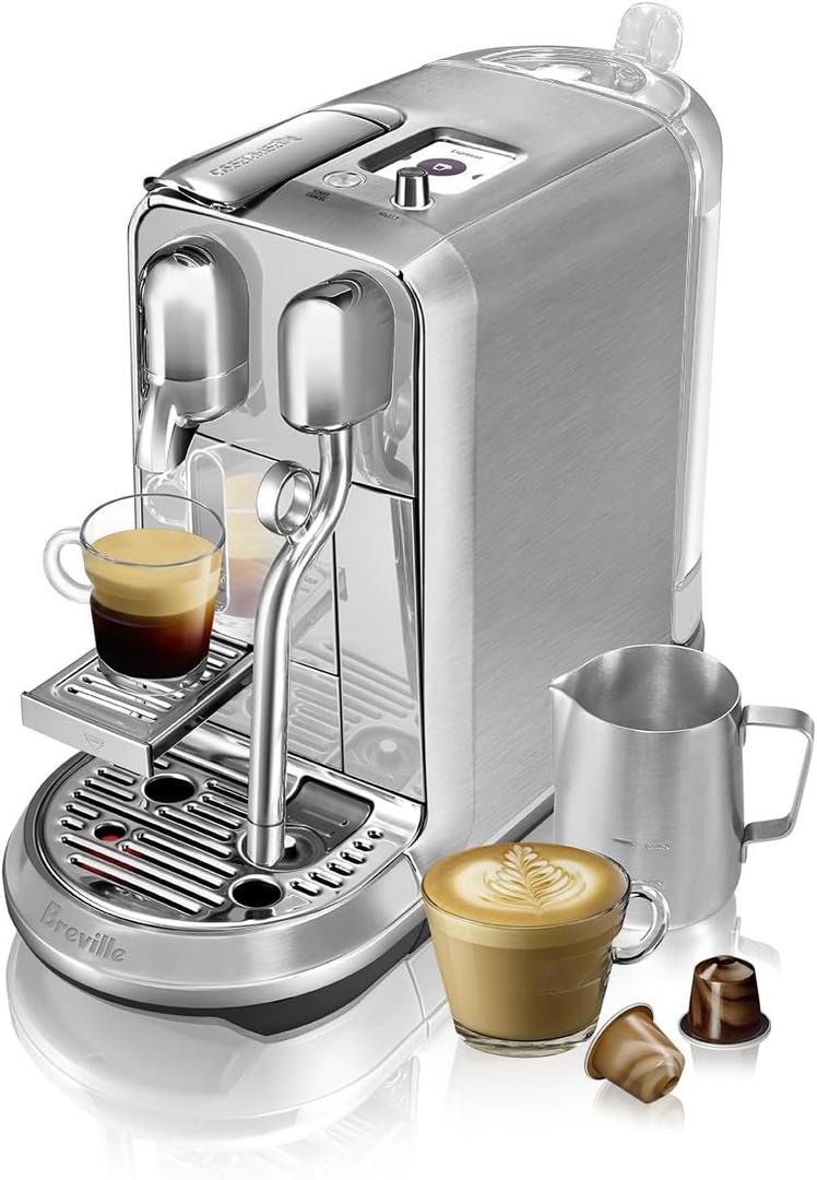 Nespresso Original Creatista Plus Espresso Machine by Breville Brushed stainless steel machine with automatic steam wand and 8 barista style coffee and milk recipes 3 second heat-up
