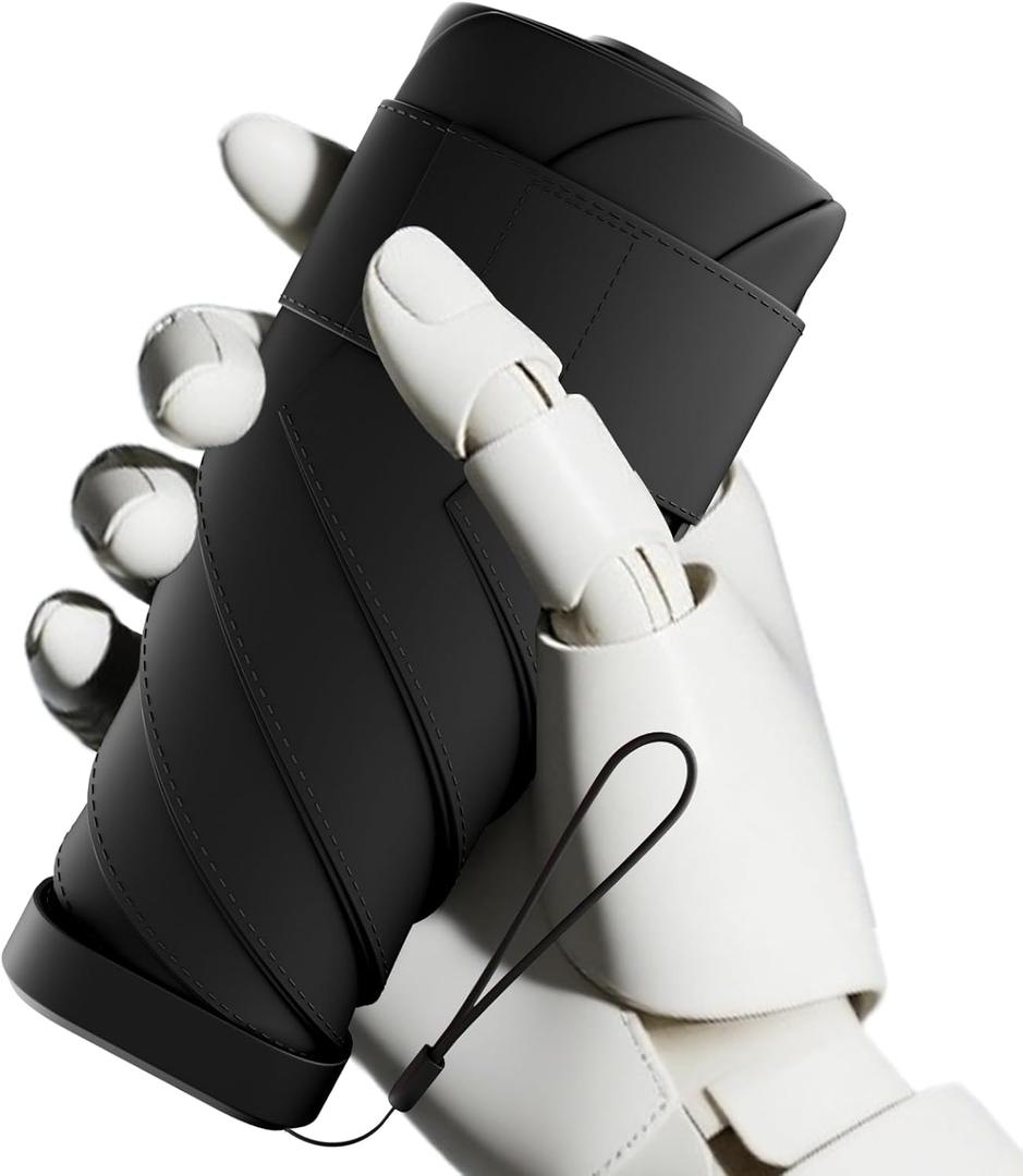 Windproof Mini Travel Folding Umbrella - UPF 50+ Sun & Rain Protection, Small Compact Lightweight Design Fits in Pocket or Bag, Eco-Friendly Fabric Wallet Umbrella for Commuter, Men Women Boys Girls (Black)