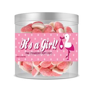 Amusemints New Baby Strawberry Puffs - It's a Girl (5.35 oz) | Perfect for Baby Showers & Celebrations |