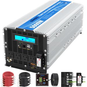 5000Watt Power Inverter ETL UL458 Listed Inverter 5000 W Converts 12V to 120 Vac with 40 Amps Hardwire Terminal and 4 AC Sockets Plus 30FT Wired Remote for Off Grid Solar System Truck RVs Emergency