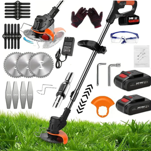 Electric Weed Wacker,Weed Eater on Battery Operated,Comes with Two 24V Batteries and Three Different Types of Blades,3 in 1 Trimmer Lawn/Cordless Trimmer for Lawn Yard Garden (Black)
