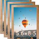 5.5x8.5 Picture Frame Set of 4 Rustic Brown for Wall Hanging or Tabletop, Wall Mounting Horizontally or Vertically, 5.5 x 8.5 Wall Photo Frame with Shatter Resistant Plexiglass, 4 Pack, Rustic Brown