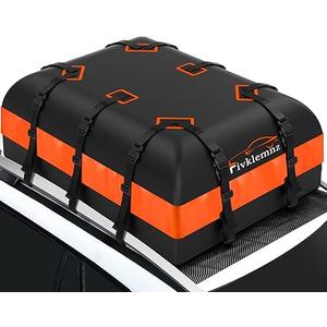 FIVKLEMNZ 21 Cubic Car Rooftop Cargo Carrier Roof Bag Waterproof for All Top of Vehicle with/Without Rack Includes Topper Anti-Slip Mat + Reinforced Straps + 6 Door Hooks + Luggage Lock
