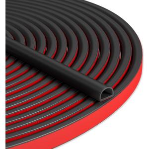 Bantie 40FT Weather Stripping Door Seal - Self Adhesive Weather Insulation Strip Weatherstripping Silicone D Shaped Seal Strip Door Frame Gap Filler/Window Soundproofing (Black)