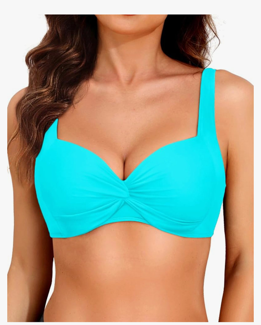 Women Underwire Bikini Top - 2025 Push Up Swimsuit Tops Padded Bra Bathing Suit M