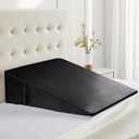 Satin Wedge Pillow Case Cover, Black Silky Wedge Pillowcase Removable & Machine Washable Cases with Zipper, 24"x24"x12"(Pillow Not Include) (25"x25"x12.5")