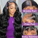 Lace Front Wigs Human Hair Body Wave 200 Density Human Hair Wigs for Women Pre Plucked 13x4 HD Lace Frontal Wig Glueless Natural Black 24 inch