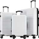 OLIXIS 3-Piece Luggage Set, Carry On Suitcases with Spinner Wheels, Expandable Travel Luggage with TSA Approved Lock & ABS Hard Shell, White, 20/24/28 Inch