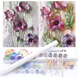 BAISITE Paint by Numbers Kit for Adults Beginners,12" Wx16 L 2 Pack Canvas for Painting Kits for Adults in Colorful Box-Poppies 6566