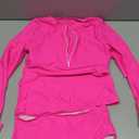 Girls Swimsuits Size 10-12 Half-Zip Long Sleeve Modest Teen Girl Rash Guard Bathing Suits with Chest Padding Two Piece Swimwear Set UPF 50+ Pink, 12-13years