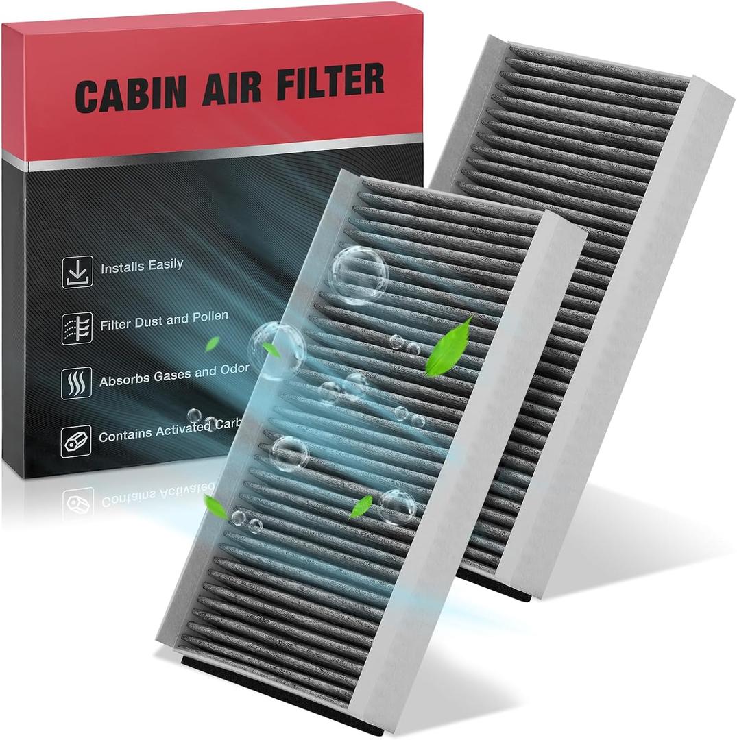 2 x BDFHYK 2PC Cabin Air Filters with Activated Carbon Compatible with BMW 528i, 528i xDrive, 535i, 535i GT, 535i xDrive, 550i, 650i, M5, M6, 528xi, 535xi, 525i, 530xi, 530i, 525i, 545i, 645Ci