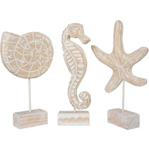 Wooden Stands with Wooden SeaHorse, Wooden SeaShell, and Wooden Starfish