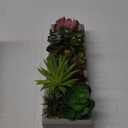 MyGift 15 Inch Mixed Color Assorted Artificial Succulent Plant Arrangement in Modern Gray Clay Planter Tray