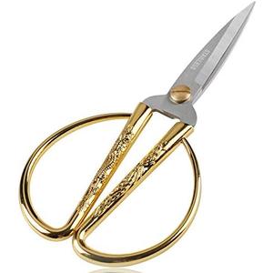 Chinoiserie Dragon and Phoenix Chinese Scissors Stainless Steel, Gold Plated Tailor Sewing Scissors for Household Handicrafts Bonsai Kitchen