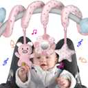 SAMMAS Car Seat Toys, Infant Baby Pink Pig Spiral Activity Hanging Toys Stroller Toys for Car Seat Stroller Bar Crib Bassinet Mobile with Mirror BB Squeaker and Rattles
