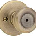 Kwikset Tylo Interior Privacy Door Knob with Lock, Door Handle For Bathroom and Bedroom, Antique Brass Keyless Turn Lock Doorknob, with Microban Protection, 1 Count (Pack of 1)