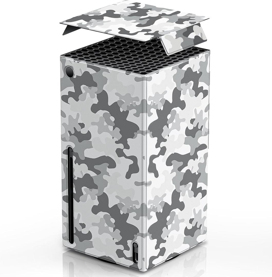 Magnetic Wraps for Xbox Series X Console Accessories, New Look Design Cover Skin with Premium PU Leather, Magnetic Closure Wrap & TOP Cover for Xbox Series X, Full Protection - Gray Camo