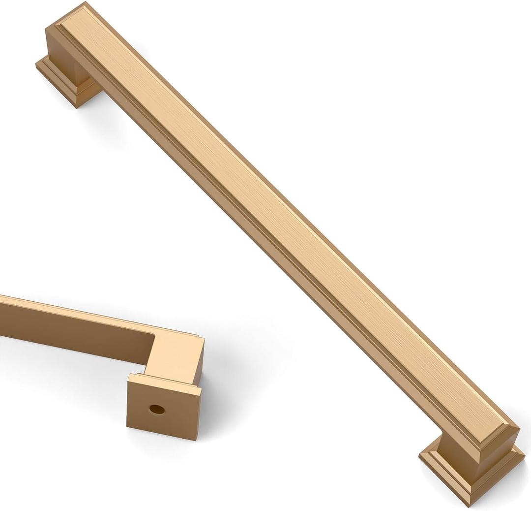 Asidrama 10 Pack 6.3 Inch(160mm) Champagne Bronze Cabinet pulls Kitchen Cabinet Handles Cabinet Pulls Kitchen Cabinet Hardware for Cupboard Drawer Pulls