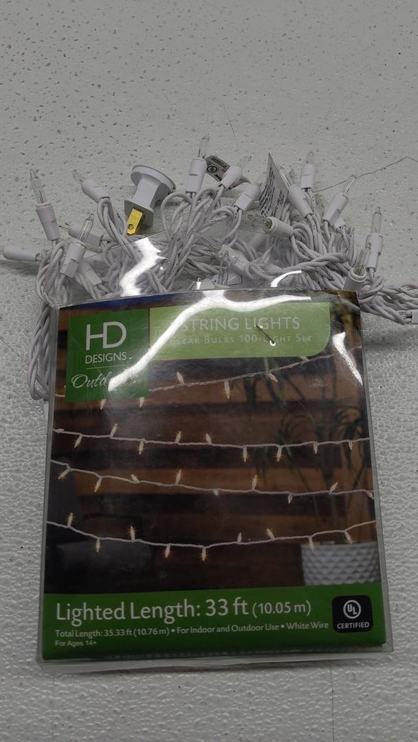 HD Designs String Clear Bulbs 100 Light Set 33ft