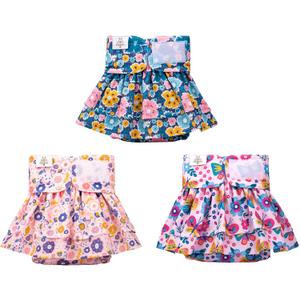 CuteBone Female Dog Diapers with Skirts 3 Pack Reusable Puppy Dresses Pants for Heat Cycle Period QBD11M