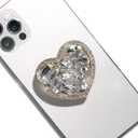 COMMONKUNST Cubic Diamond Bling Bling Cute Heart Shape Collapsible Expandable Multi Functional Mobile Phone Grip & Kicktand (Gold Small Heart)
