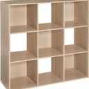 ClosetMaid Cubeicals 9 Cube Storage Shelf Organizer Bookshelf, Square Shape, Easy Assembly - Birch Wood Finish