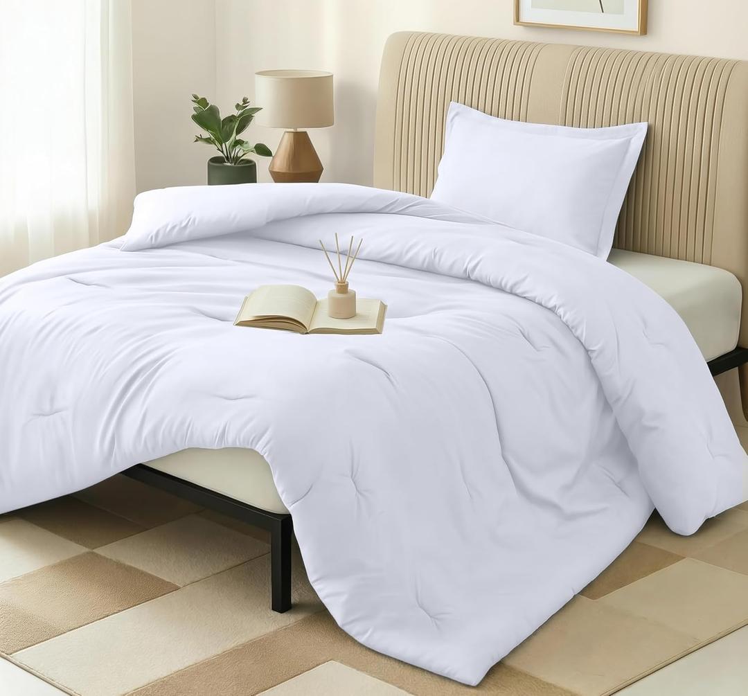 Twin Comforter White by Utopia Bedding, Comforters Twin Size, Bedding Comforters Sets, Down Alternative Soft Bed Set, 1 Comforter (64 x 88 inches)