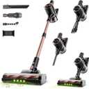 Cordless Stick Vacuum Cleaner - 45KPA Powerful Suction Vacuum with 45 Min Runtime, Detachable Battery, Anti-Tangle & 1.5L Dust Cup, 8 in 1 Vacuum Cleaner for Pet Hair, Carpet, HardFloor, Gold