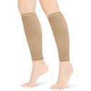 15-20 mmHg Compression Socks for Women & Men, Pregnancy Compression Socks Medical Footless Graduated Compression Stockings for Varicose Veins, Edema, DVT, XL (Beige)