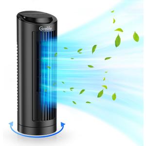 Grelife 13" Small Bladeless Table Fan With Touch Screen, 12.7 Inch, Black, TF008A