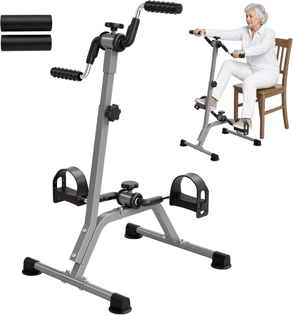 RYGEO Pedal Exerciser Arm Leg Exerciser While Sitting for Seniors, Portable Fitness Equipment for Total Body Workout - Great Gift for Elderly Rehab