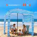 VEVOR Beach Cabana, 6 x 6 ft Beach Canopy with Side Wall, UPF 50+ Protection Easy Setup Cabana Tent with Sand Pockets, Portable Shade Sun Shelter Umbrella for Whole Family & Friends, Blue Stripes