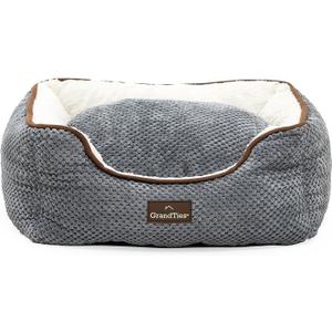 GRANDTIES Fluffy Dog Beds for Small Medium Large Dogs & Cats, Machine Washable Dog Bed, Rectangle Breathable Soft Calming Sleeping Warming Pet Beds w/Waterproof & Non-Slip Bottom (XS 17", Moonlight)