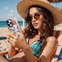 ChiCsFleur for iPhone 12 Pro Max Case, TPU Phone case with Camera Protection for Women Girls Teens - Collage Postage Stamp Fruit Y2K Evil Eye Papaya Bow Pink Blue Sorority Aesthetic Unique