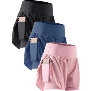 CADMUS 2 in 1 Women's Workout Shorts for Athletic Gym Running Shorts with Phone Pockets (L)