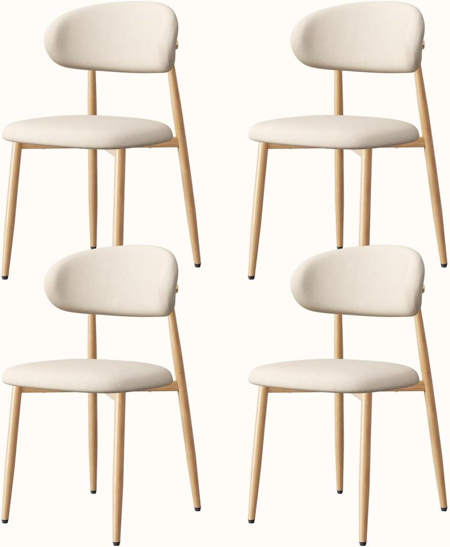 Upholstered Dining Chairs Set of 4 Mid-Century Modern Kitchen & Dining Room Chairs with Linen Seat and Backrest Ergonomic Sillas de Comedor(Original/Beige)