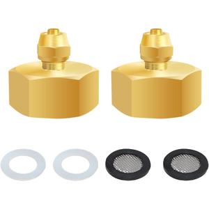 2 Pack 3/4" FHT to 1/4" Drip Irrigation Tube Adapter, Solid Brass US Standard Faucet Adapter, Convert Garden Hose Thread to 1/4" Drip Tubing with Extra 2 Washers (2 PACK)