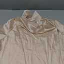 Women Stylish Solid Color Satin Shirt with a V-Neck Design, Loose Fit and Long Sleeves, for Casual and Formal Occasions (Golden, X-Large)