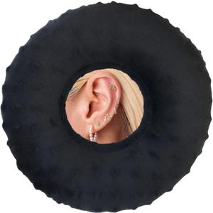 Ear Piercing Pillows for Side Sleeper with Ear Hole CNH Piercing Pillows Support Head Ear Pain Relief Ear Pressure Sore Side Sleeping Ear Guard, Minky Dot Black