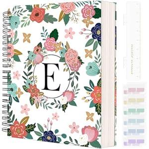 YeeCASE Hardcover Spiral Notebook Journal 8.5” x 11”, 300 Pages Journals for Women Men, A4 Large College Ruled Notebooks, Cute Floral Letter Spiral Journal for Writing, Work, Business, School (8.5” x 11” A4, E)