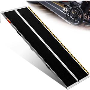 VNN Portable Wheelchair Ramp 8FT, Seamless Non-Slip Aluminum Ramps for Wheelchairs for Home, Handicap Wheelchair Ramps for Home Steps, Aluminum Loading Dock Plates