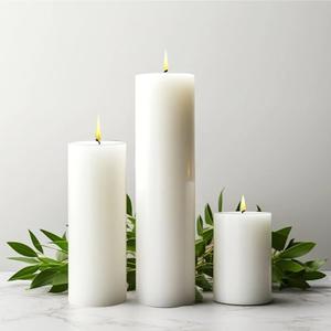 Sandraheer White Pillar Candles Set of 10 – Unscented, Smokeless, Long-Lasting – Perfect for Home Decor, Weddings, Parties, and Special Events – 3" 6" 8"– Elegant & Clean Design 30Psc