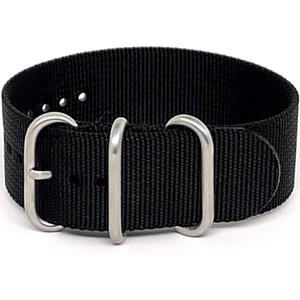 DaLuca Ballistic Nylon Military 1 Piece Watch Strap - Black (Matte Buckle) : 24mm